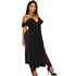 Ruffled Sling Mara Split Long Gown #Black #Straps #Split #Ruffled