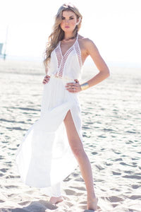 White Elegant Chiffon Halter Long Beach Dress  SA-BLL51227 Fashion Dresses and Maxi Dresses by Sexy Affordable Clothing