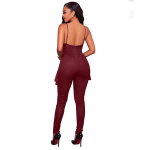 Selah Red Sequin Embellished Tassel Jumpsuit #Jumpsuit #Red SA-BLL55380-3 Women's Clothes and Jumpsuits & Rompers by Sexy Affordable Clothing