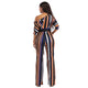 One Off Shoulder Print Colorful Striped Jumpsuits With Belt #One Shoulder #Striped SA-BLL55375-4 Women's Clothes and Jumpsuits & Rompers by Sexy Affordable Clothing