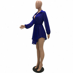 Chiffon Thalia Belted Mini Dress #Blue #Chiffon SA-BLL282591-2 Fashion Dresses and Mini Dresses by Sexy Affordable Clothing