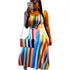 Patchwork Striped Multicolor Ankle Length Dress #Sleeveless #Striped