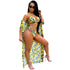 Chic Lace-up Lemon Printed Polyester Two-piece Swimwears(With Cover-Ups) #Printed #Lace-Up