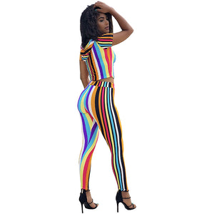 Easy To Love Colorful Striped Pant Set #Two Piece #Hooded #Striped SA-BLL282736 Sexy Clubwear and Pant Sets by Sexy Affordable Clothing