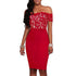 Red Strapless Lace Printed Dresses #Red #Strapless