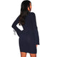 Navy Blue Ribbed Knit Mock Neck Lace Up Bell Sleeves Dress #Mini Dress #Navy Blue SA-BLL2052-2 Fashion Dresses and Bodycon Dresses by Sexy Affordable Clothing