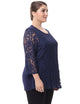 Women's Lined Plus Size Lace Top Blouse 3/4 Sleeves M-4XL