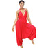 Halter Deep V-neck High Waisted Beachwear Long Jumpsuit #Red #V Neck #Halter #High Waisted