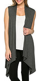 Women's Solid Color Sleeveless Asymetric Hem Open Front Cardigan