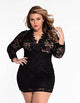 Women's Hollow Out Lace V Neck Clubwear Mini Dress by Roswear, Color - Black