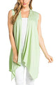 Women's Solid Color Sleeveless Asymetric Hem Open Front Cardigan