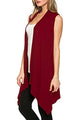 Women's Solid Color Sleeveless Asymetric Hem Open Front Cardigan