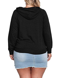 Plus Size Hoodies For Women Crewneck Sweatshirt Long Sleeve With Pocket Pullover Hooded Sweatshirt Jumper