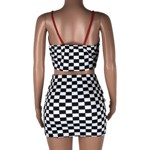 Checkin' Up On My Haters Set - Black/White #Two Piece #Red Trim SA-BLL282785 Sexy Clubwear and Skirt Sets by Sexy Affordable Clothing