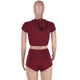 Play A Game Of Tennis Short Set - Red/White #Short Sleeve #Hooded #Striped #Crop Top SA-BLL2234-3 Sexy Clubwear and Pant Sets by Sexy Affordable Clothing