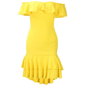 Chandra Yellow Ruffle Dress #Bodycon Dress #Yellow #Ruffle Dress SA-BLL362065-2 Fashion Dresses and Midi Dress by Sexy Affordable Clothing