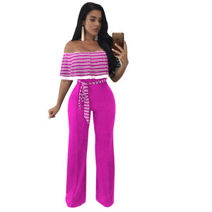 Plus Size Cayenne Rhodo White Stripes Ruffle Top Strapless Jumpsuit #Jumpsuit # SA-BLL55359-1 Women's Clothes and Jumpsuits & Rompers by Sexy Affordable Clothing