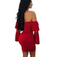 Anita Ruffle Mesh Sleeve Mini Dress #Red SA-BLL282434 Fashion Dresses and Mini Dresses by Sexy Affordable Clothing