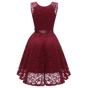 V-Neck Lace Sleeveless A-Line Evening Dress #Lace #Red #Sleeveless #V-Neck #A-Line SA-BLL36136-4 Fashion Dresses and Midi Dress by Sexy Affordable Clothing