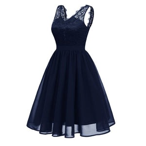 Lace Upper Backless Sleeveless Skater Dress #Lace #Blue #Sleeveless #Zipper SA-BLL36208-3 Fashion Dresses and Midi Dress by Sexy Affordable Clothing
