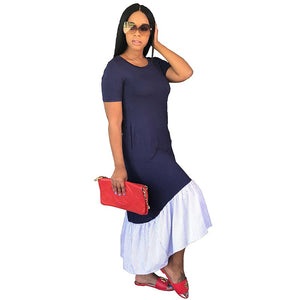 Short Sleeve Maxi Dress With Contrast Hem #Short Sleeve #Contrast Hem SA-BLL51169-1 Fashion Dresses and Maxi Dresses by Sexy Affordable Clothing