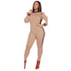 Long Sleeve Bodycon Ruffle Jumpsuit #Ruffle #Khaki SA-BLL55163-2 Women's Clothes and Jumpsuits & Rompers by Sexy Affordable Clothing