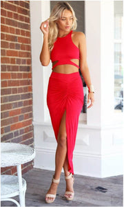 2 Piece Set Sleeveless Red Sexy Bandage Dress  SA-BLL27863-2 Sexy Clubwear and Skirt Sets by Sexy Affordable Clothing