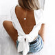 Two-Ways Wear Backless Knot Deep V-Neck Chiffon Blouse #White #Blouse SA-BLL613-2 Women's Clothes and Blouses & Tops by Sexy Affordable Clothing