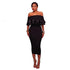 Zhara Black Off-The-Shoulder Double Ruffle Dress #Midi Dress #Black