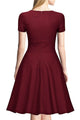 V-Neck Short Sleeved Fashion Swing Dress #Red #Short Sleeve #V-Neck SA-BLL36154-2 Fashion Dresses and Skater & Vintage Dresses by Sexy Affordable Clothing