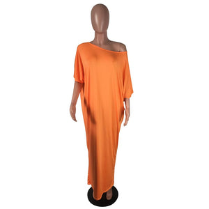 Solid Color Loose Maxi Dress #Round Neck #Half Sleeve SA-BLL51473-2 Fashion Dresses and Maxi Dresses by Sexy Affordable Clothing
