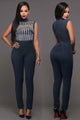 Sioban Blue Gold Studs Embellished Jumpsuit  SA-BLL55250-2 Women's Clothes and Jumpsuits & Rompers by Sexy Affordable Clothing