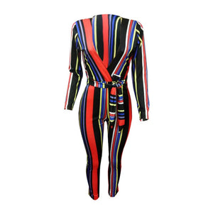 Colorful Sexy Strippes Deep-V Jumpsuit #Jumpsuit #Stripe #V-Neck SA-BLL55434-1 Women's Clothes and Jumpsuits & Rompers by Sexy Affordable Clothing
