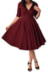 Unique Vintage 1950s Red & Black Sleeved Eva Marie Swing Dress