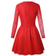 Fashion Red Lace Long Sleeves Short Party Dress #Red #Pleated SA-BLL27611-3 Fashion Dresses and Mini Dresses by Sexy Affordable Clothing