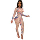 Multi-color Printed Sexy Nude Fitting Clubbing Jumpsuit #Nude #Printed SA-BLL55581-2 Women's Clothes and Jumpsuits & Rompers by Sexy Affordable Clothing