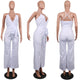 Straps Halter Women's Wide Leg Jumpsuits #White #Straps #Deep-V SA-BLL55514-7 Women's Clothes and Jumpsuits & Rompers by Sexy Affordable Clothing