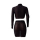 Bronzing Perspective Skirt Suit #Black SA-BLL27727 Sexy Clubwear and Skirt Sets by Sexy Affordable Clothing