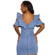 Sexy Blue Denim Ruffles Bodycon A-Line Dress #Ruffles #Denim #A-Line SA-BLL282701 Fashion Dresses and Bodycon Dresses by Sexy Affordable Clothing