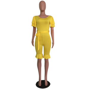 Summer Women Holiday Mini Playsuit #Yellow #Ruffle SA-BLL55567-2 Women's Clothes and Jumpsuits & Rompers by Sexy Affordable Clothing