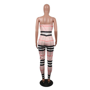 Lattice Straps Colorful Checks Jumpsuit #Straps #Lattice SA-BLL55516-1 Women's Clothes and Jumpsuits & Rompers by Sexy Affordable Clothing