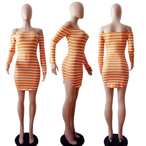 4 Colors Slim Striped Strapless Dress  SA-BLL28168-4 Fashion Dresses and Mini Dresses by Sexy Affordable Clothing