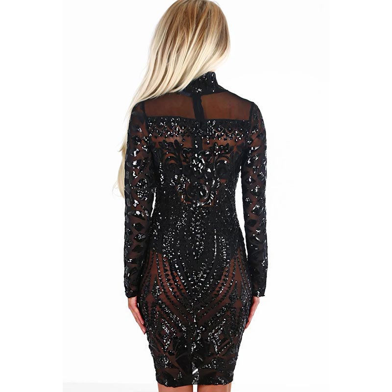 Black Sequins Sheer Mesh Long Sleeves Unlined Dress #Bodycon Dress #Mi SEXY AFFORDABLE CLOTHING Black Sequins Sheer Mesh Long Sleeves Unlined Dress #Bodycon Dress #Mi SEXY AFFORDABLE CLOTHING