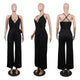 Straps Halter Women's Wide Leg Jumpsuits #Black #Straps #Deep-V SA-BLL55514-2 Women's Clothes and Jumpsuits & Rompers by Sexy Affordable Clothing