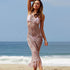 Vest Knitting Fringed Maxi Beach Dress #Pink #Knitting #Vest #Fringed