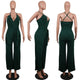 Straps Halter Women's Wide Leg Jumpsuits #Green #Straps #Deep-V SA-BLL55514-6 Women's Clothes and Jumpsuits & Rompers by Sexy Affordable Clothing