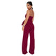 Straps Halter Women's Wide Leg Jumpsuits #Straps #Claret #Deep-V SA-BLL55514-5 Women's Clothes and Jumpsuits & Rompers by Sexy Affordable Clothing