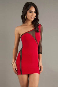 Short One Shoulder Red Dress  SA-BLL2245-2 Fashion Dresses and Bodycon Dresses by Sexy Affordable Clothing