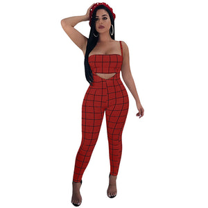 Printed Grid Two Pc Sets Rompers #Two Piece SA-BLL28151-5 Sexy Clubwear and Pant Sets by Sexy Affordable Clothing