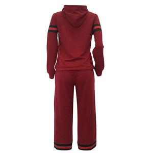 Leisure Hooded Collar Patchwork Red Cotton Two-piece Pants Set #Tracksuit #Two Piece #Hooded SA-BLL28017-3 Sexy Clubwear and Pant Sets by Sexy Affordable Clothing